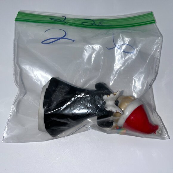 Vintage Dancing Angel Pixie Elf Santa Helper Ceramic Pixie Black Gown Candy Cane - Picture 13 of 13